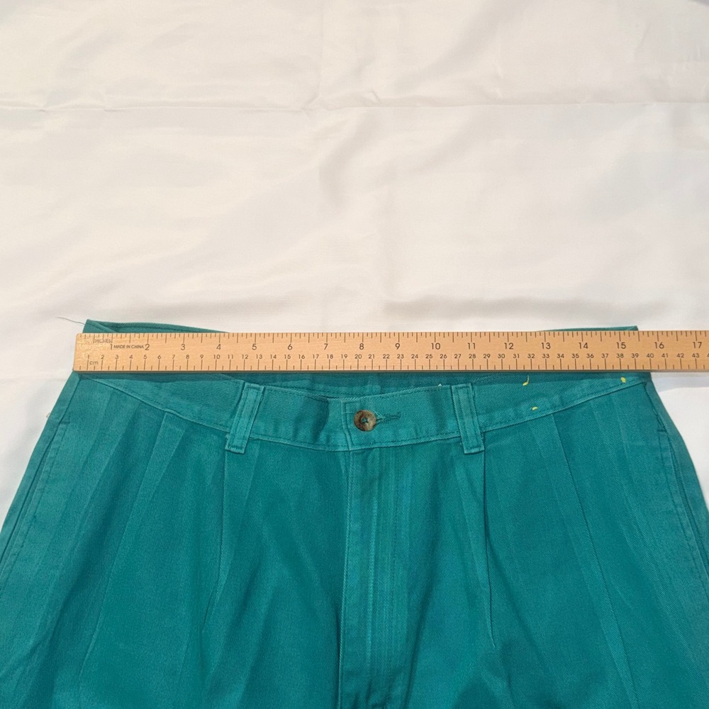 Duck Head Pleated Shorts Mens 33 Teal Green Vintage 100% Cotton Chino Preppy - Picture 7 of 9